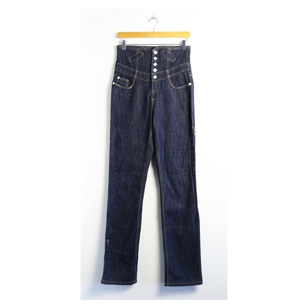 Coogi Ultra High-Waisted Jeans Vintage Dark Wash 7/8 Size Straight 90s Rare Art